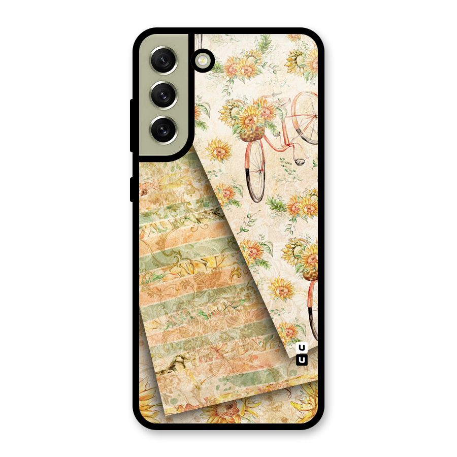 Floral Bicycle Metal Back Case for Galaxy S21 FE 5G (2023)
