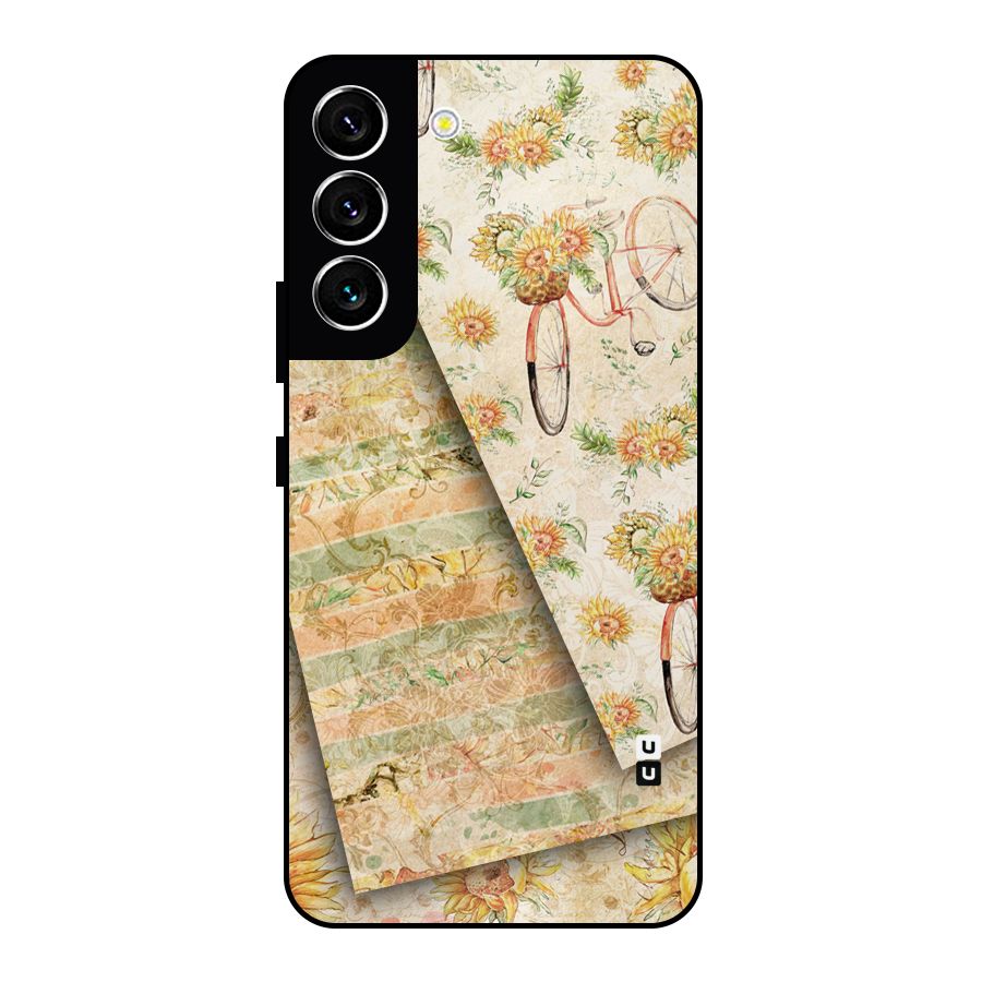 Floral Bicycle Metal Back Case for Galaxy S22 5G