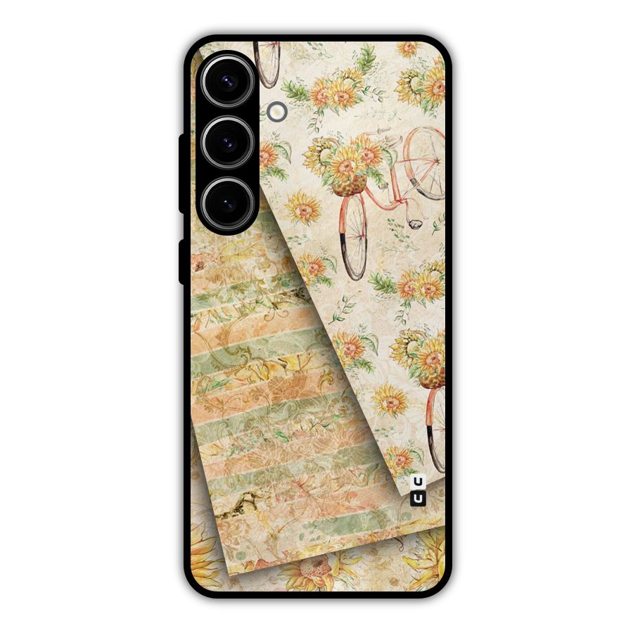 Floral Bicycle Metal Back Case for Galaxy S24 Plus