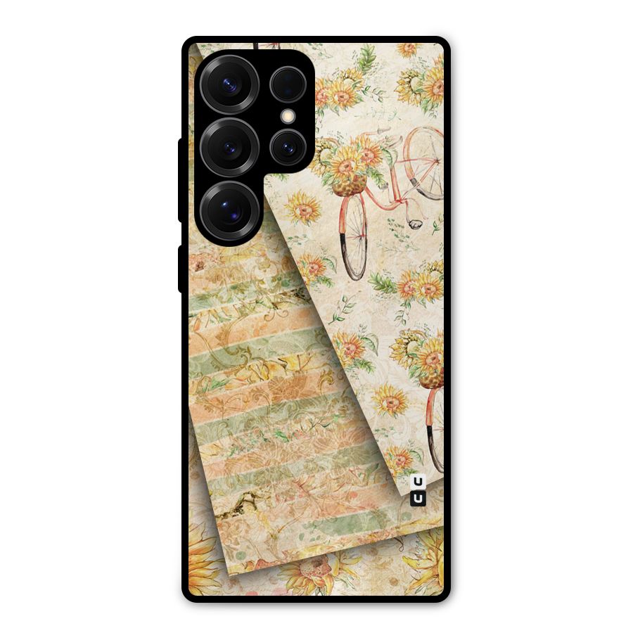Floral Bicycle Metal Back Case for Galaxy S25 Ultra