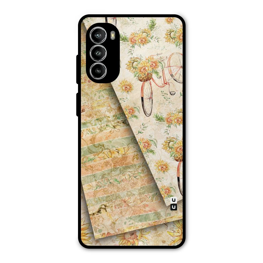 Floral Bicycle Metal Back Case for Moto G52