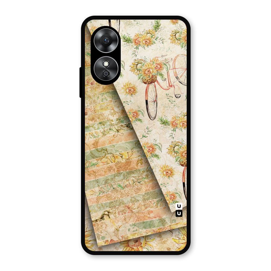 Floral Bicycle Metal Back Case for Oppo A17