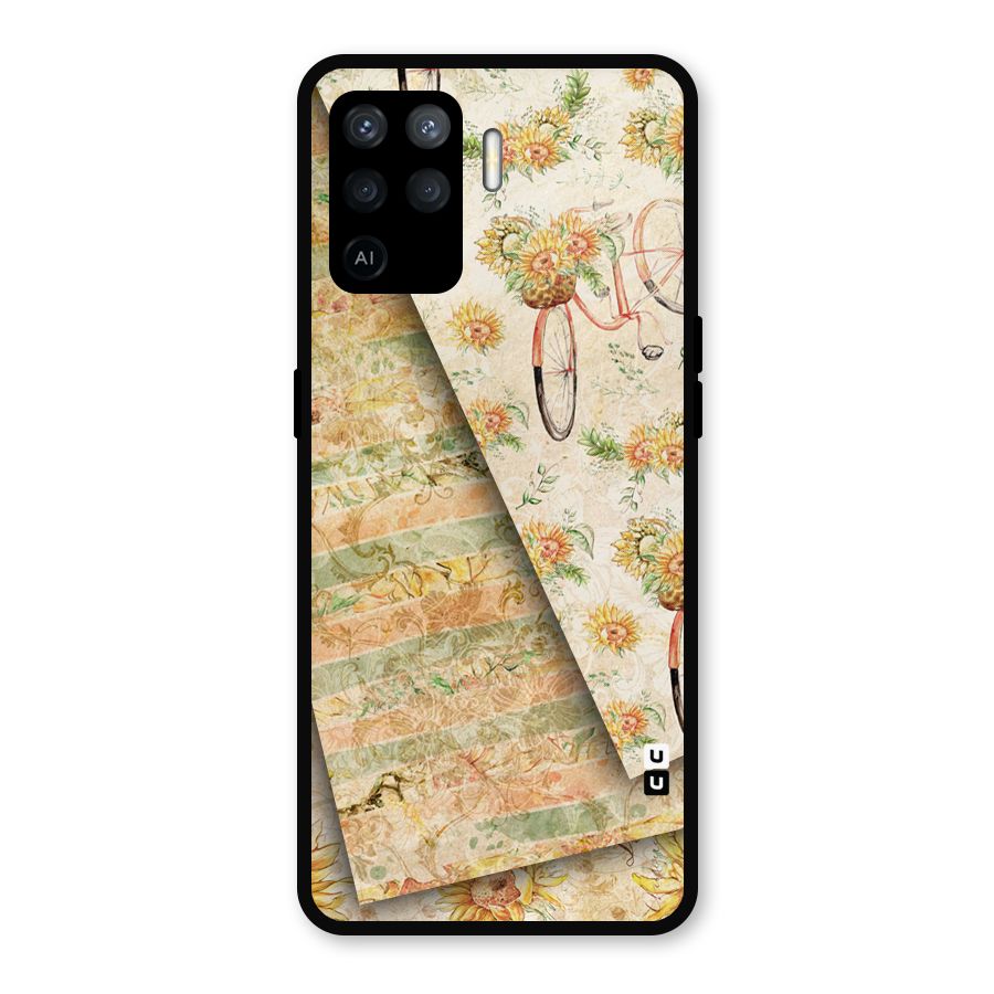 Floral Bicycle Metal Back Case for Oppo F19 Pro
