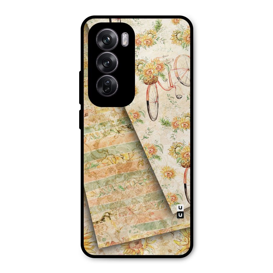 Floral Bicycle Metal Back Case for Oppo Reno12 Pro