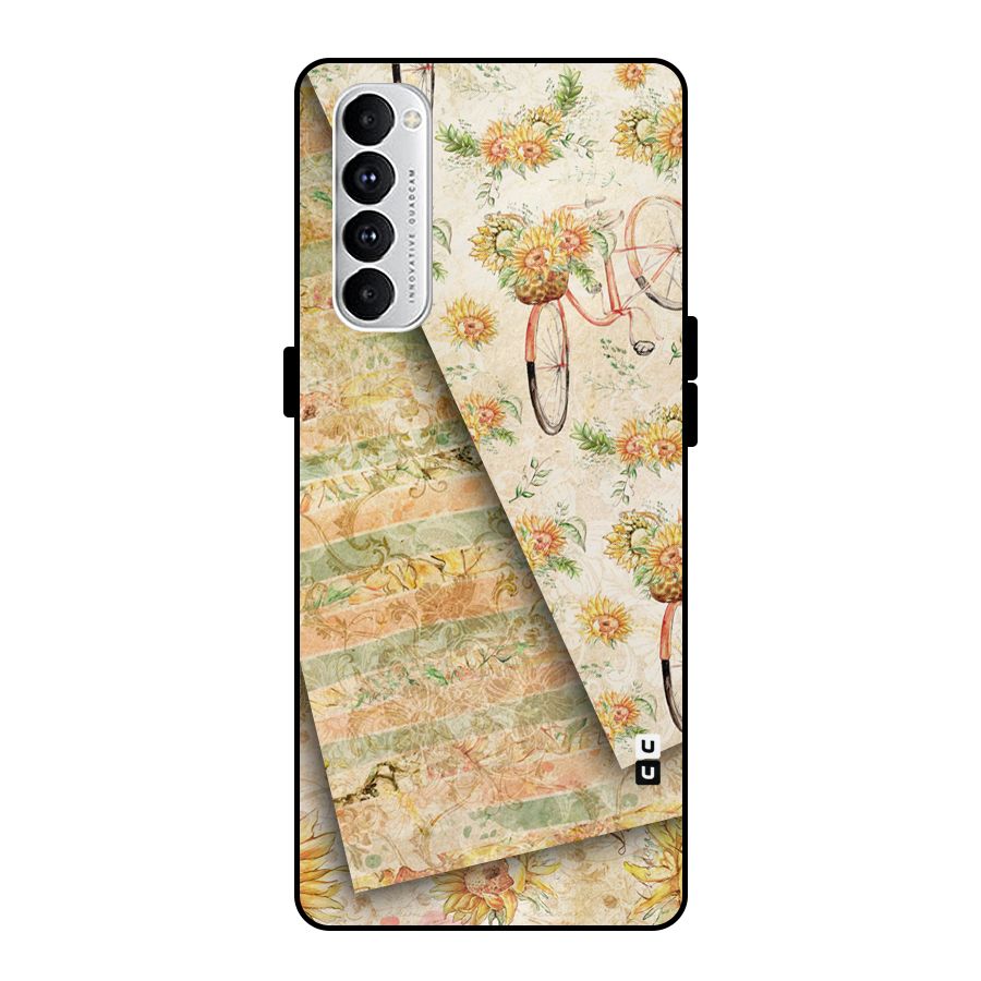 Floral Bicycle Metal Back Case for Oppo Reno4 Pro