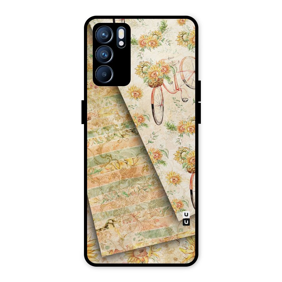Floral Bicycle Metal Back Case for Oppo Reno6 5G