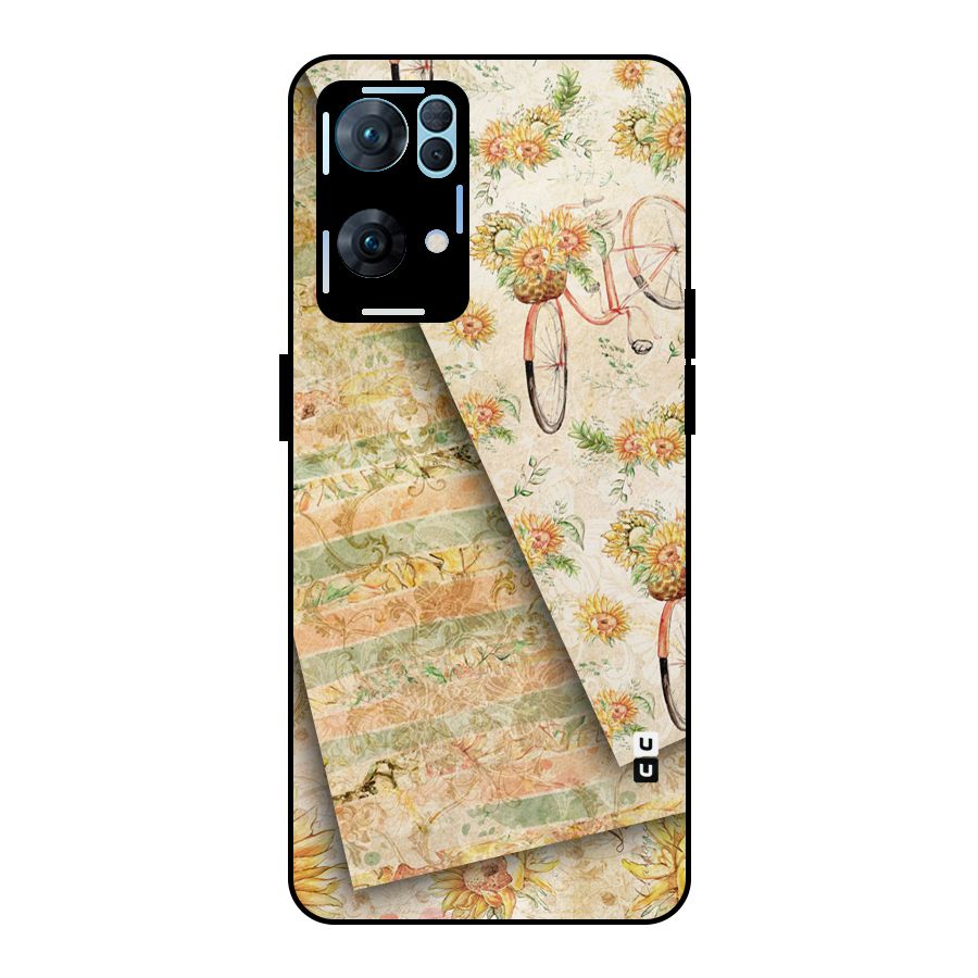 Floral Bicycle Metal Back Case for Oppo Reno7 Pro 5G