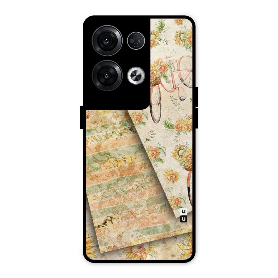 Floral Bicycle Metal Back Case for Oppo Reno8 Pro 5G