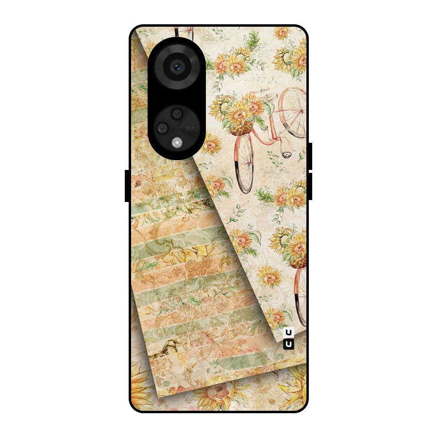 Floral Bicycle Metal Back Case for Reno8 T 5G