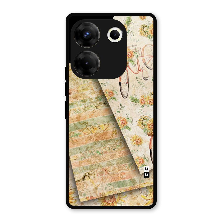 Floral Bicycle Metal Back Case for Tecno Camon 20 Pro