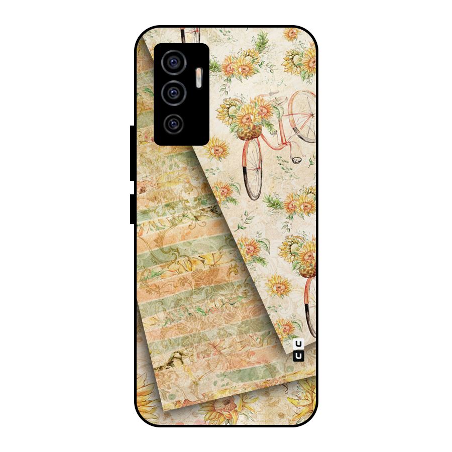Floral Bicycle Metal Back Case for Vivo V23e