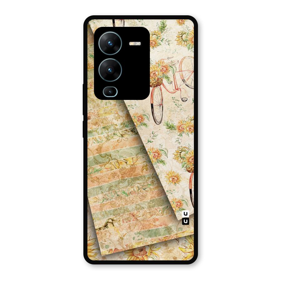 Floral Bicycle Metal Back Case for Vivo V25 Pro