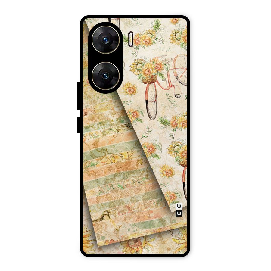 Floral Bicycle Metal Back Case for Vivo V29e
