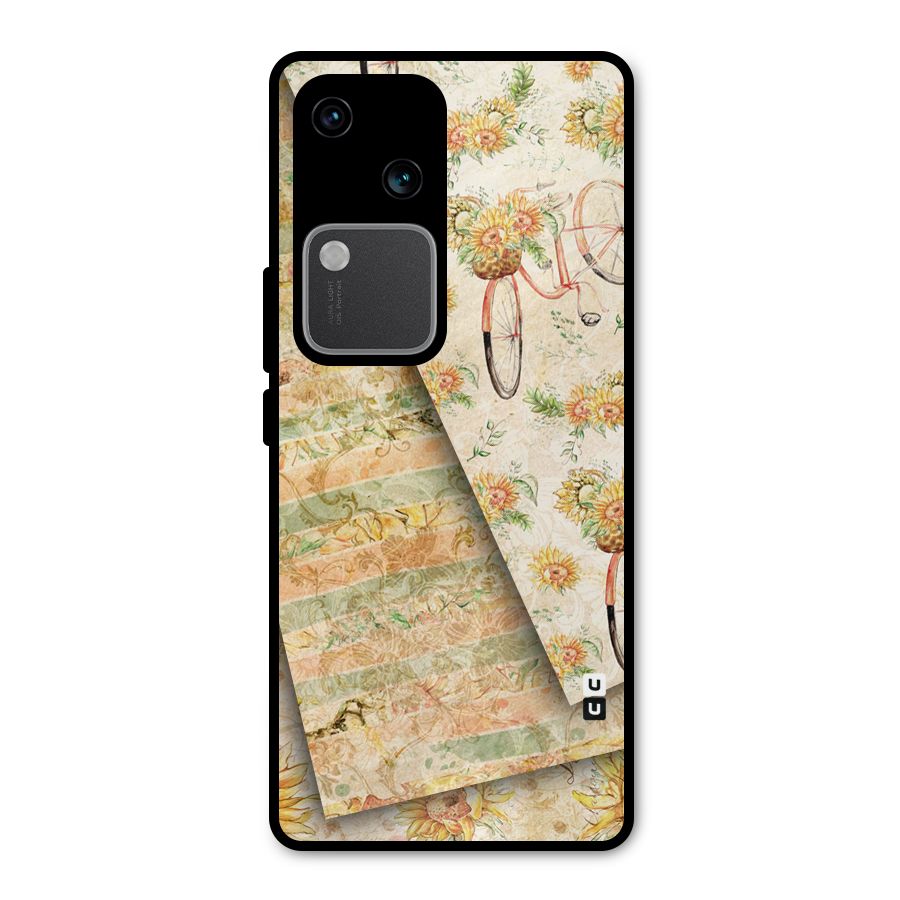 Floral Bicycle Metal Back Case for Vivo V30 Pro