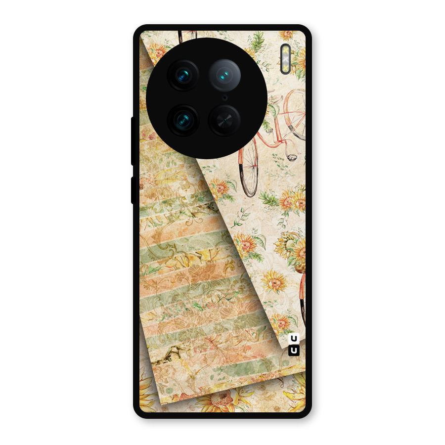 Floral Bicycle Metal Back Case for Vivo X90 Pro