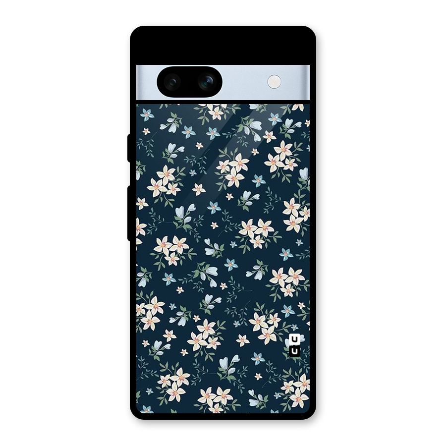 Floral Blue Bloom Glass Back Case for Google Pixel 7a