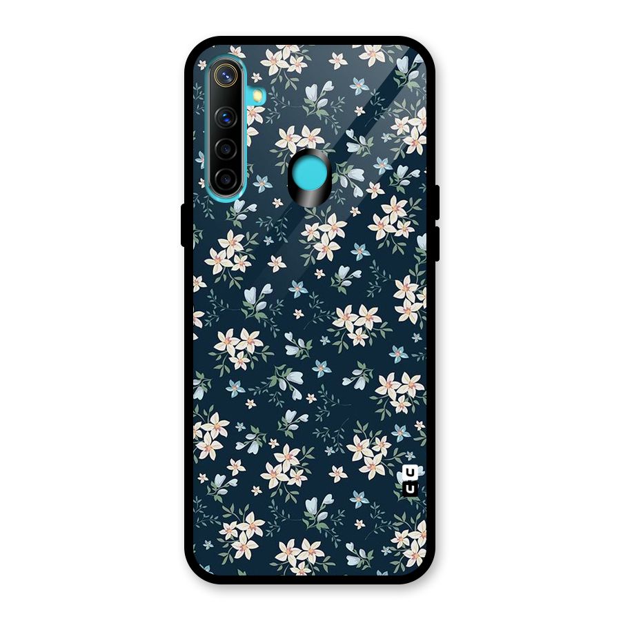 Floral Blue Bloom Glass Back Case for Realme 5