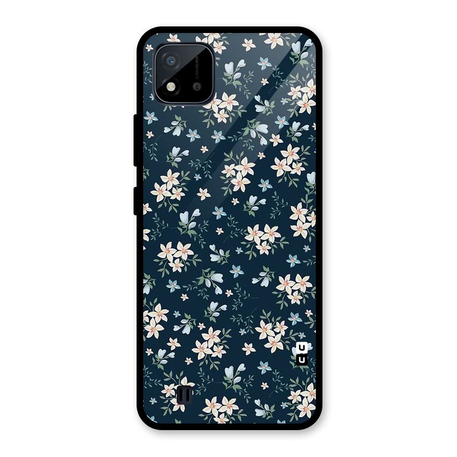 Floral Blue Bloom Glass Back Case for Realme C11 2021