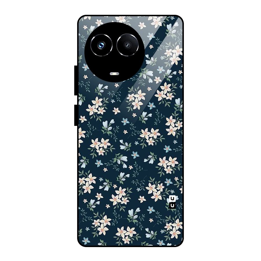 Floral Blue Bloom Glass Back Case for Realme Narzo 60X