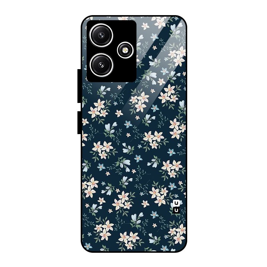 Floral Blue Bloom Glass Back Case for Redmi 12 5G