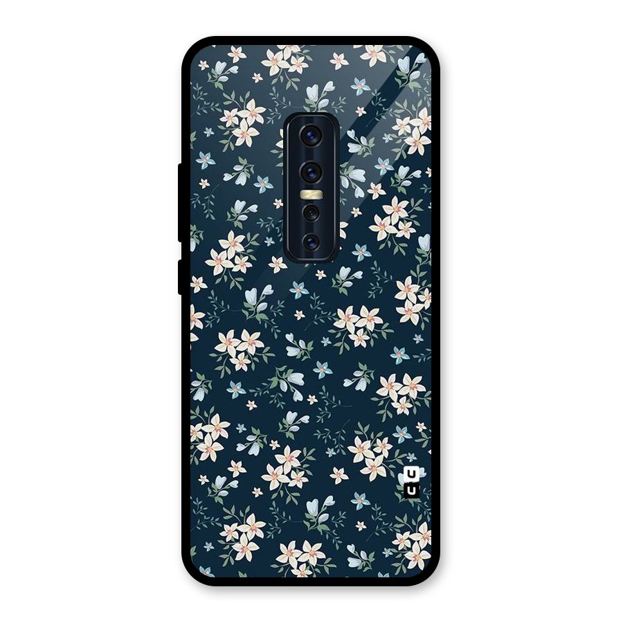 Floral Blue Bloom Glass Back Case for Vivo V17 Pro