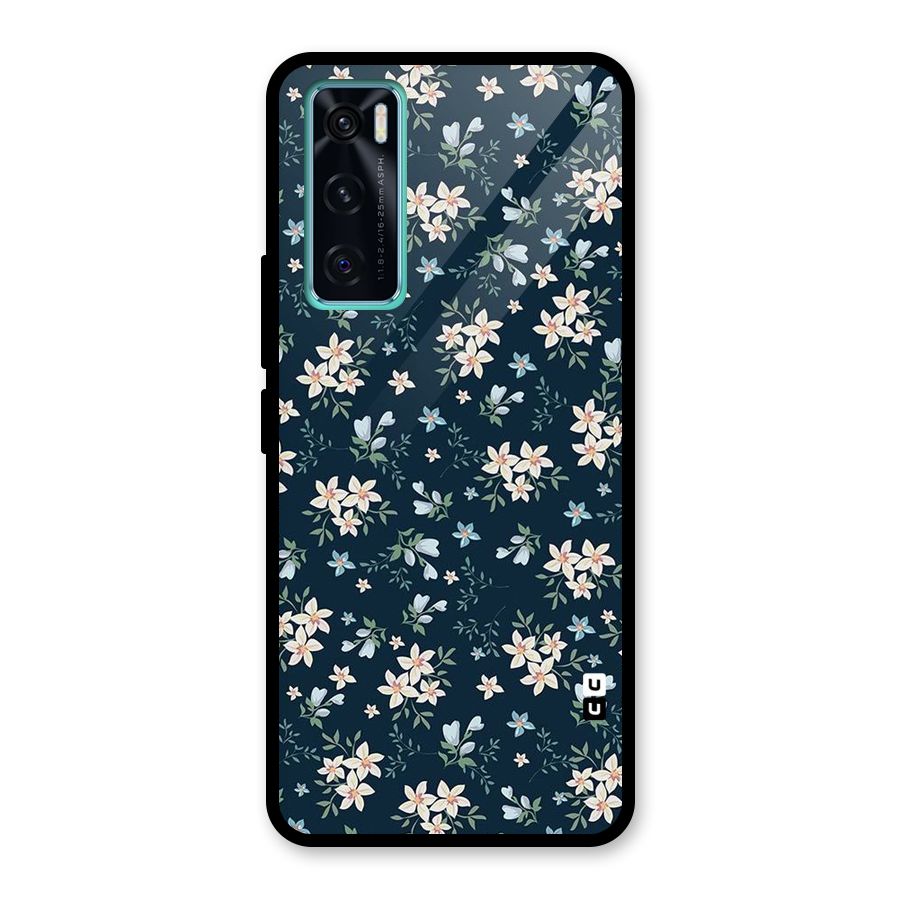 Floral Blue Bloom Glass Back Case for Vivo V20 SE