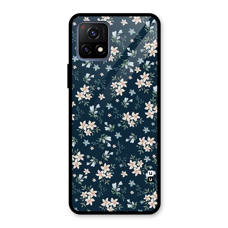 Floral Blue Bloom Glass Back Case for Vivo Y72 5G