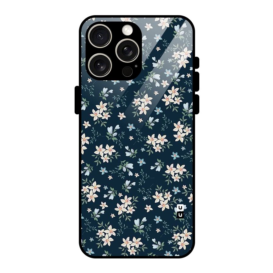 Floral Blue Bloom Glass Back Case for iPhone 15 Pro Max