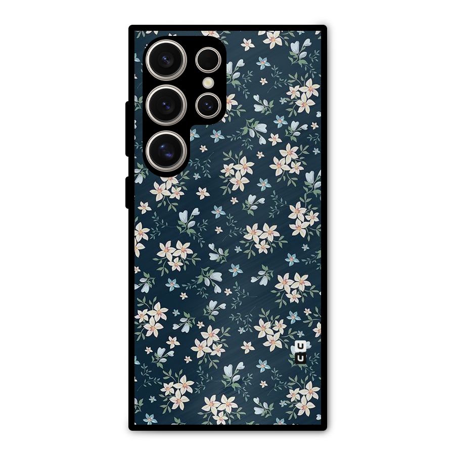 Floral Blue Bloom Metal Back Case for Galaxy S24 Ultra