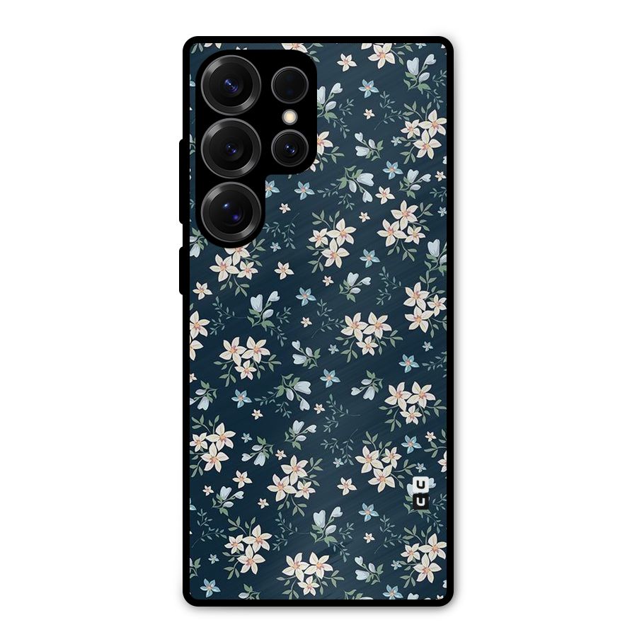 Floral Blue Bloom Metal Back Case for Galaxy S25 Ultra
