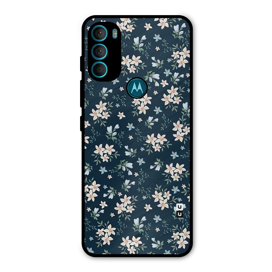 Floral Blue Bloom Metal Back Case for Moto G71 5G
