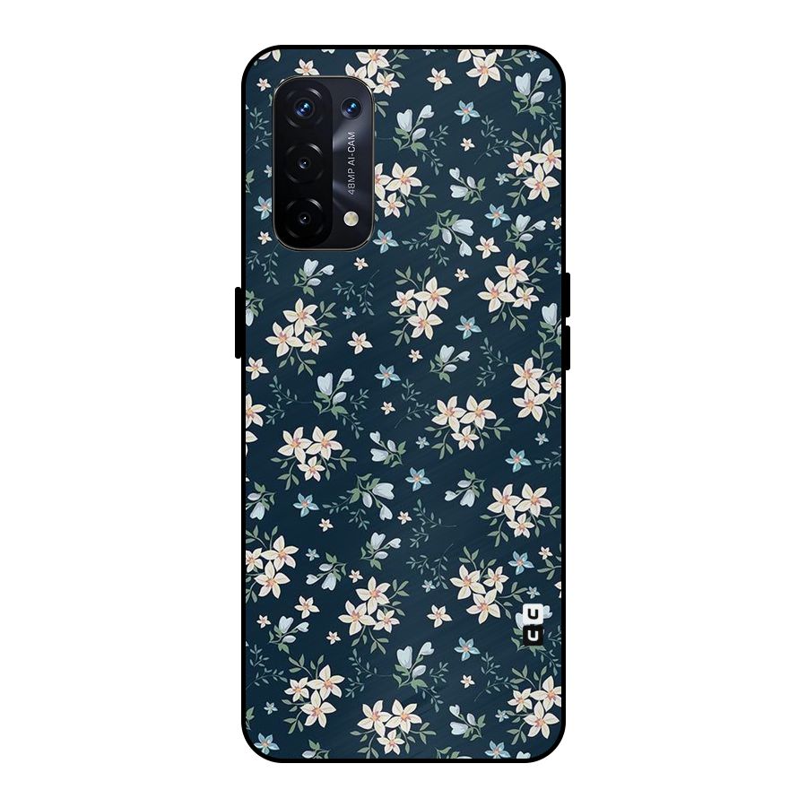 Floral Blue Bloom Metal Back Case for Oppo A74 5G