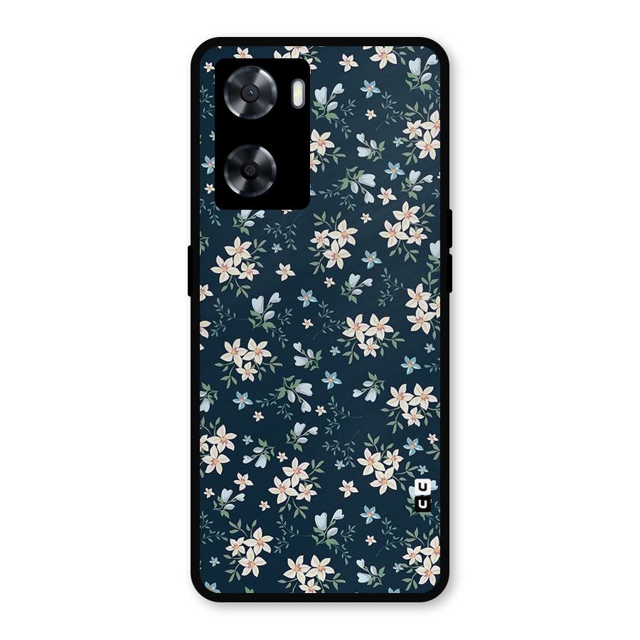 Floral Blue Bloom Metal Back Case for Oppo A77s