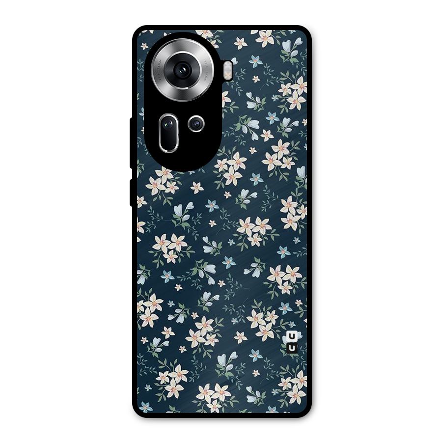 Floral Blue Bloom Metal Back Case for Oppo Reno11 5G