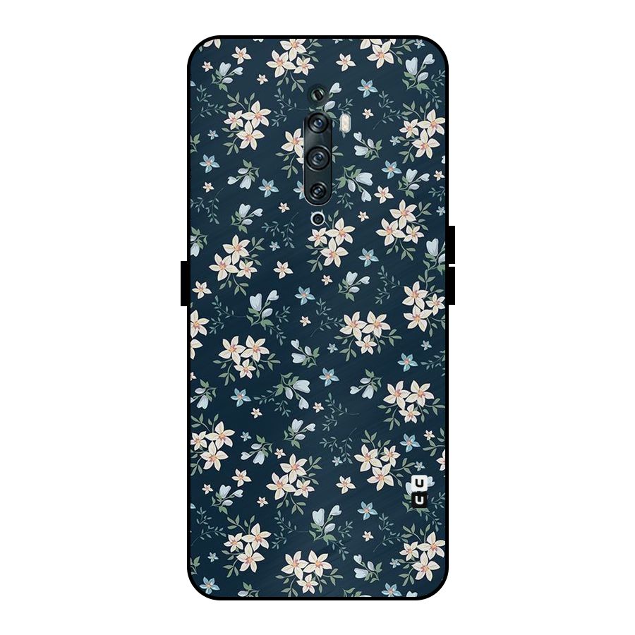 Floral Blue Bloom Metal Back Case for Oppo Reno2 Z