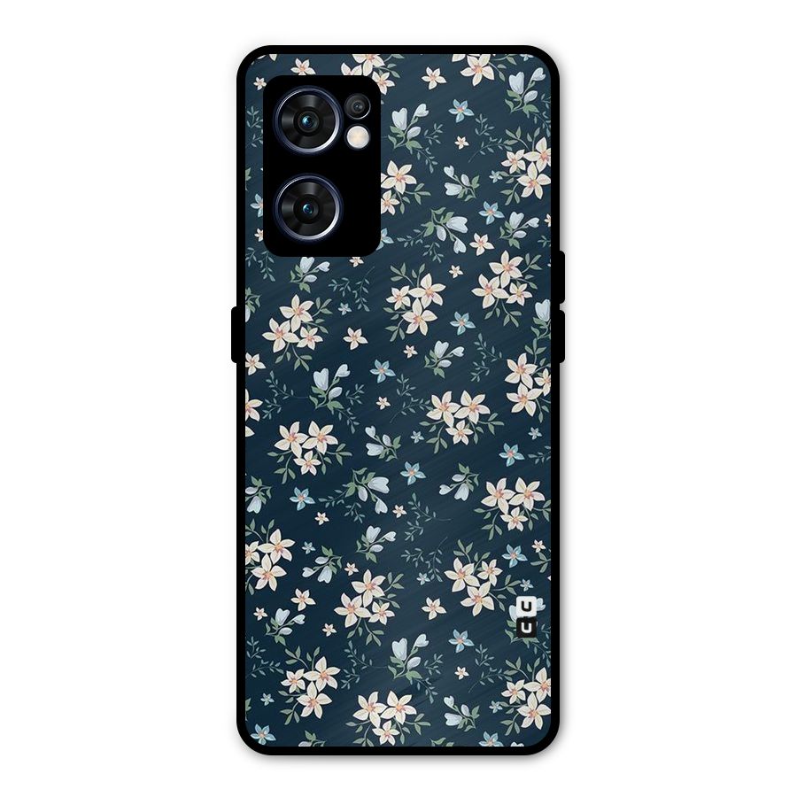 Floral Blue Bloom Metal Back Case for Oppo Reno7 5G