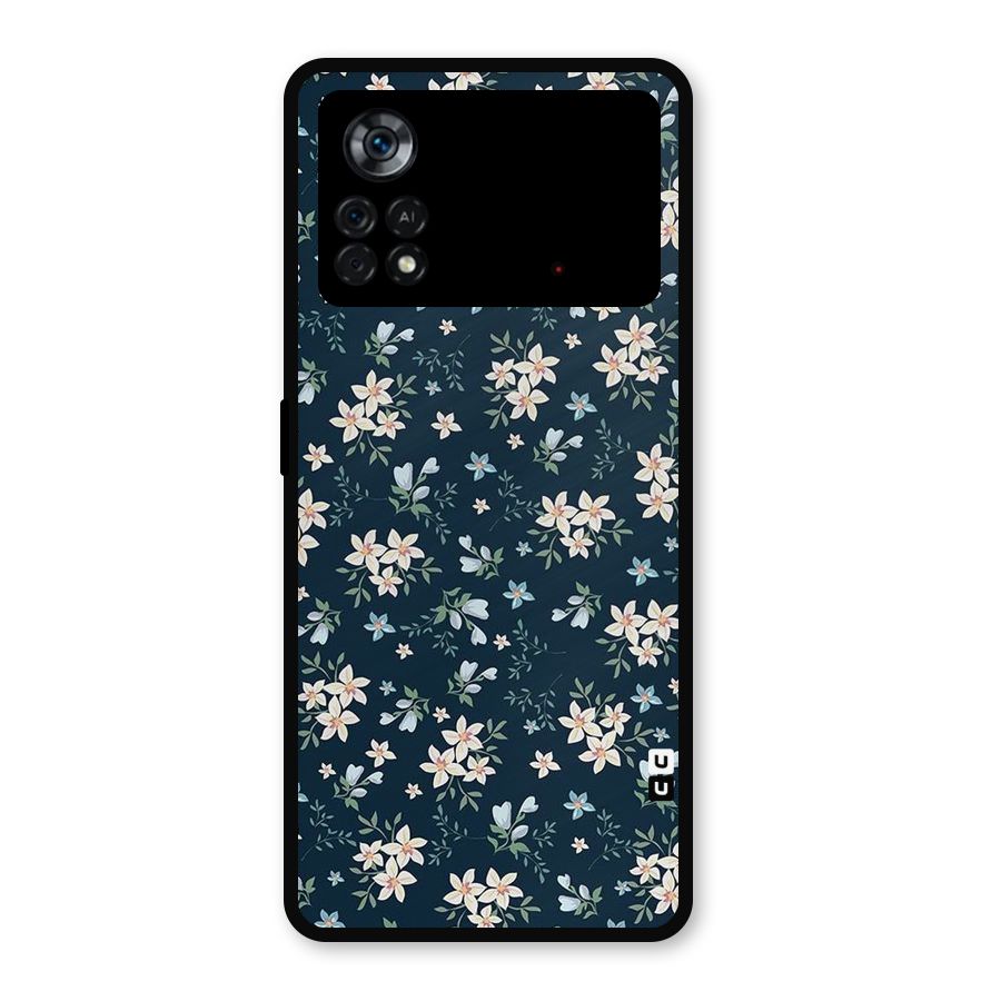 Floral Blue Bloom Metal Back Case for Poco X4 Pro 5G