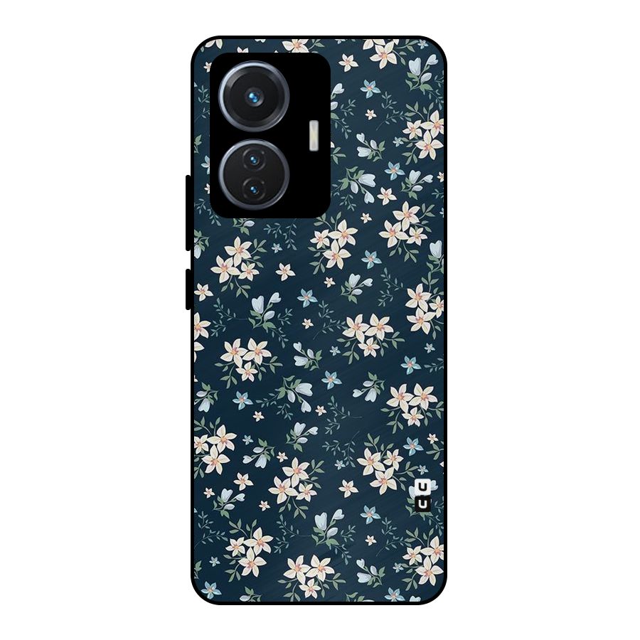 Floral Blue Bloom Metal Back Case for Vivo T1 44W