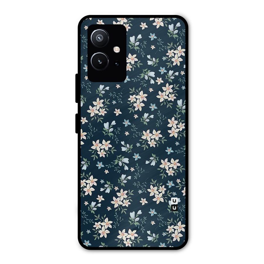 Floral Blue Bloom Metal Back Case for Vivo T1 5G