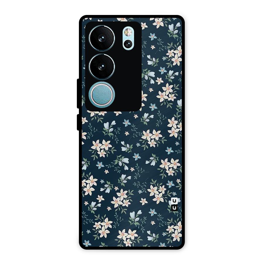 Floral Blue Bloom Metal Back Case for Vivo V29 Pro