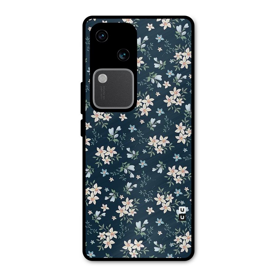 Floral Blue Bloom Metal Back Case for Vivo V30