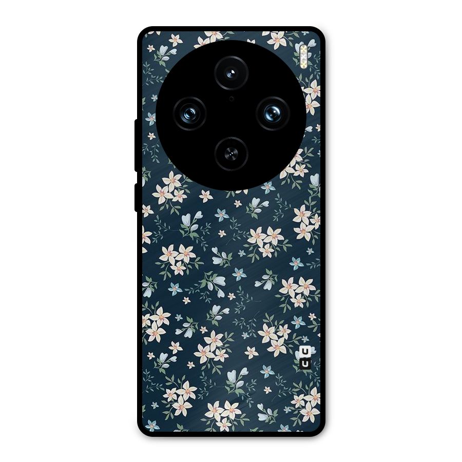 Floral Blue Bloom Metal Back Case for Vivo X100 Pro