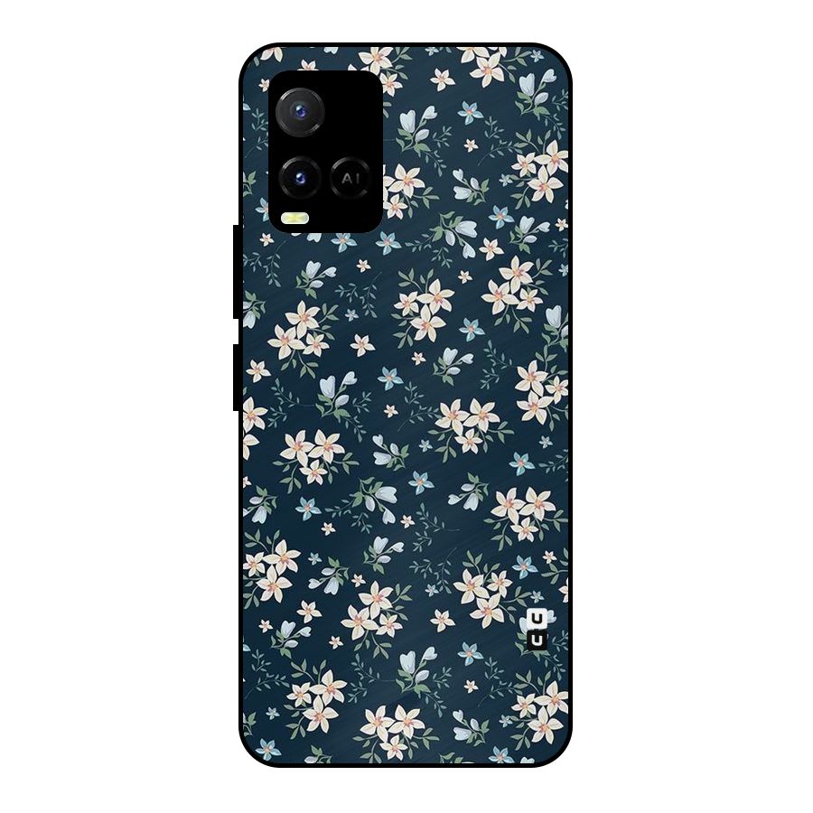 Floral Blue Bloom Metal Back Case for Vivo Y21A