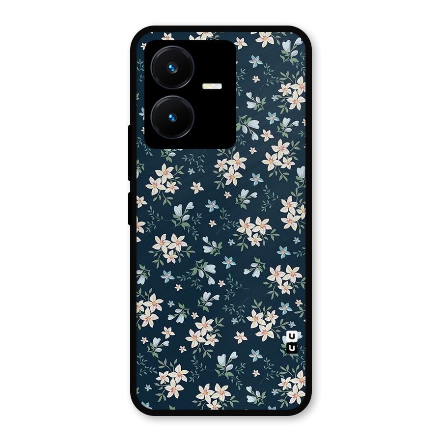 Floral Blue Bloom Metal Back Case for Vivo Y22