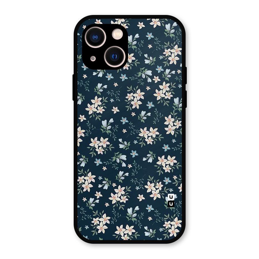 Floral Blue Bloom Metal Back Case for iPhone 13