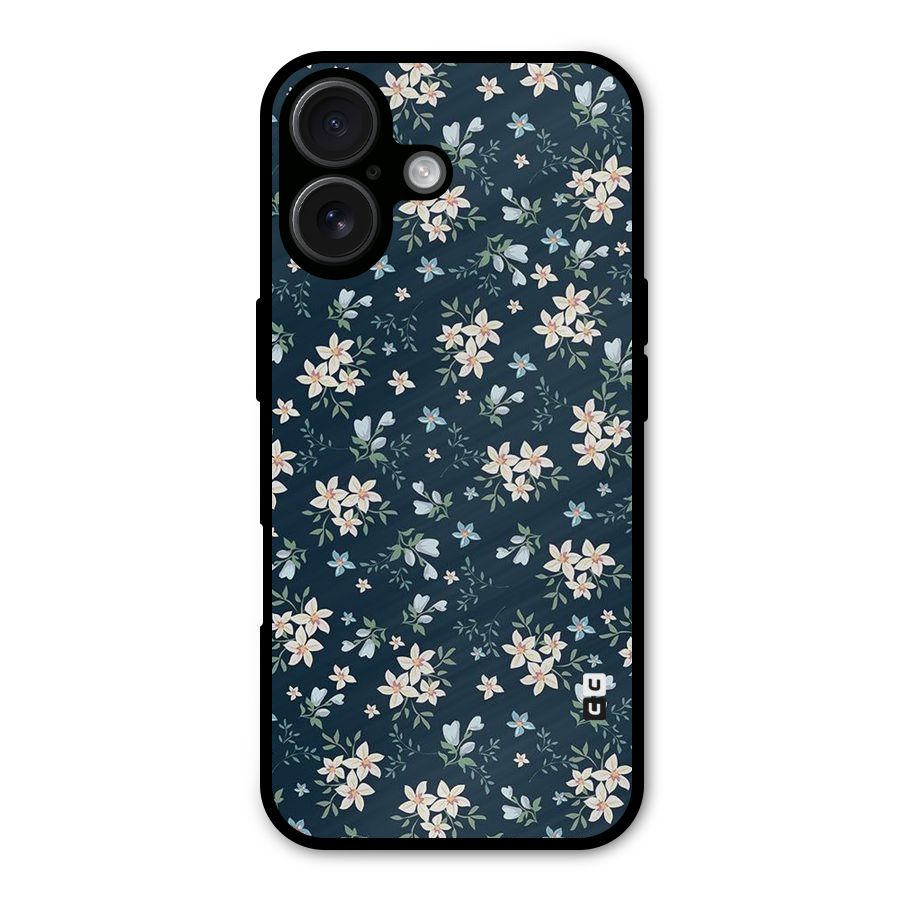 Floral Blue Bloom Metal Back Case for iPhone 16