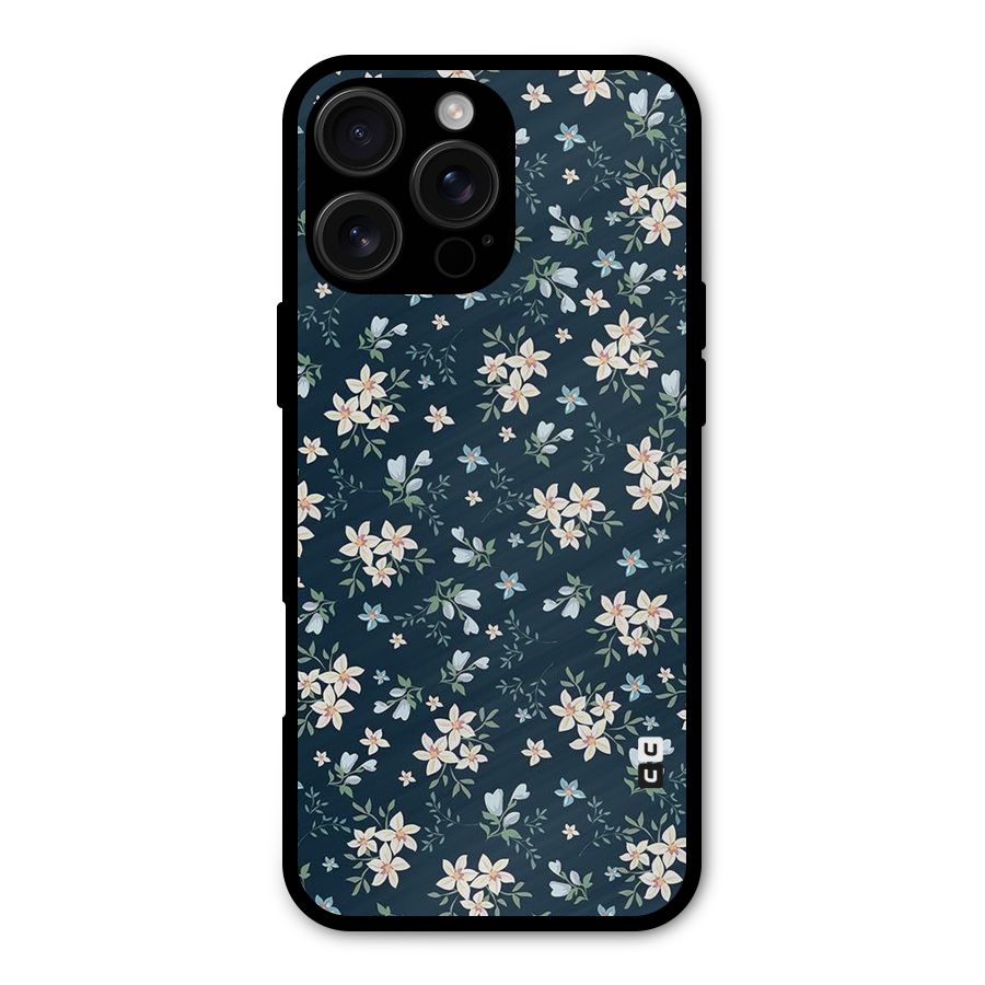 Floral Blue Bloom Metal Back Case for iPhone 16 Pro Max