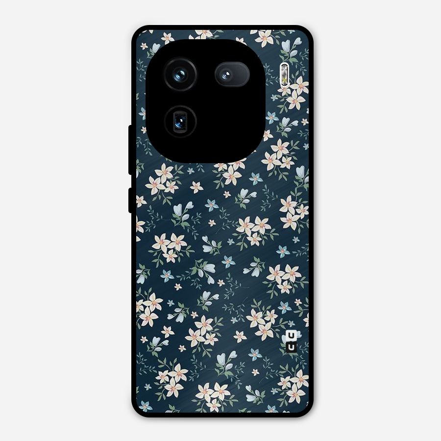 Floral Blue Bloom Metal Back Case for iQOO 12