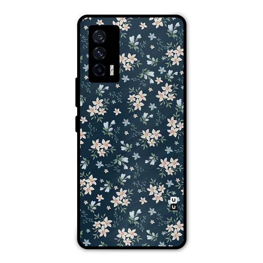 Floral Blue Bloom Metal Back Case for iQOO 7 5G