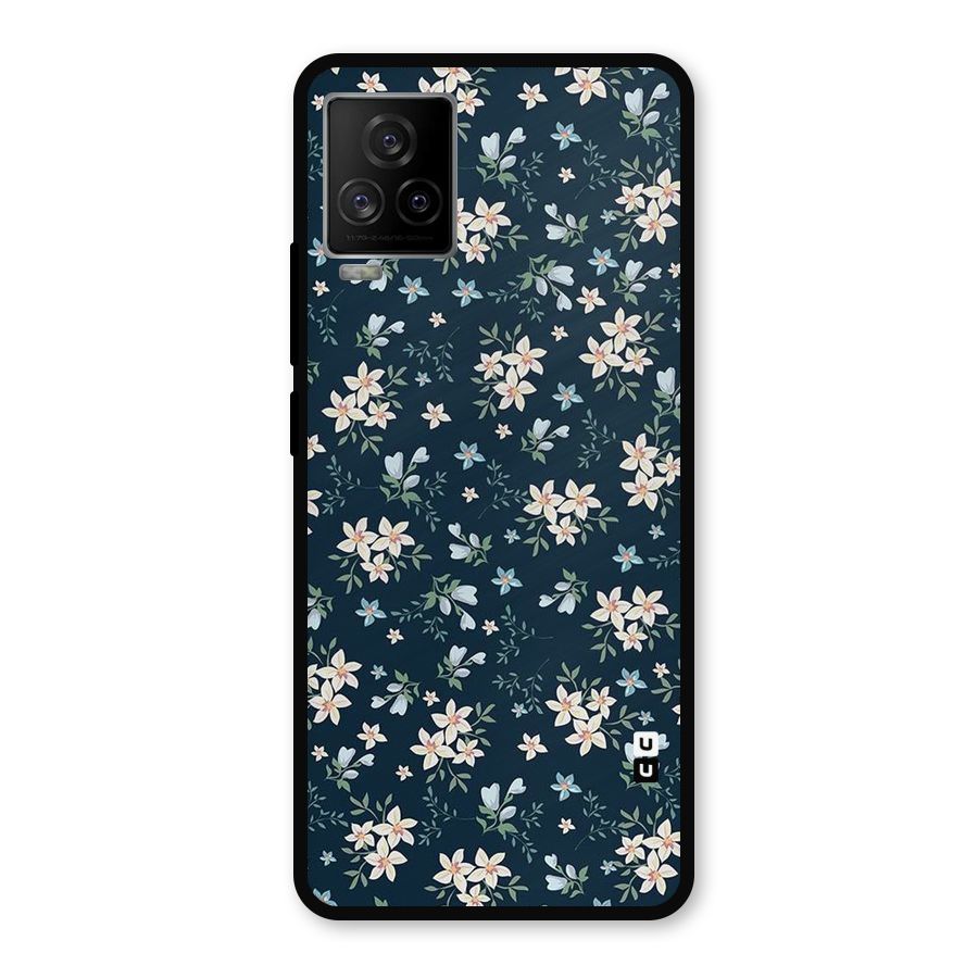 Floral Blue Bloom Metal Back Case for iQOO 7 Legend 5G